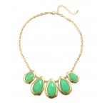 Mint Faceted Stone Encrusted Teardrop Statement Necklace